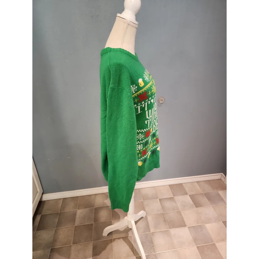 Holiday Time Ugly Christmas sweater Its the most wonderful time for a beer green